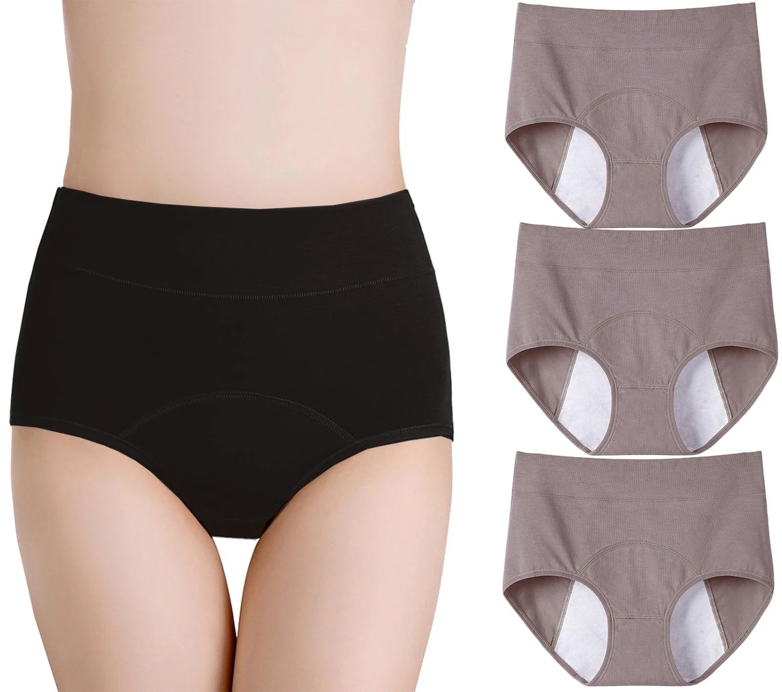 marysgift Womens Underwear, Menstrual Period Underwear for Women Girls Cotton Panties High Waist Comfortable Easy Clean Briefs (D06,2XL UK 12 14)