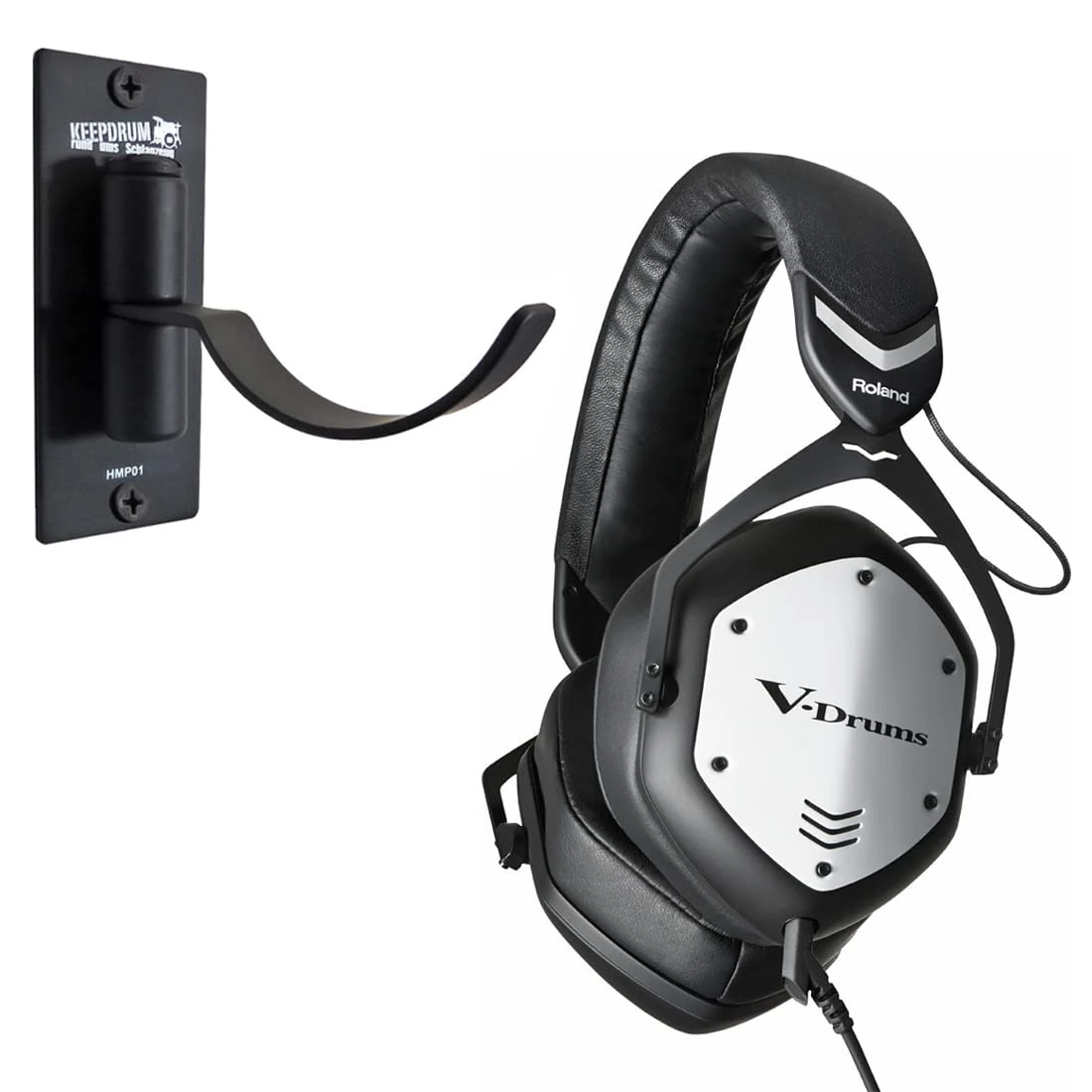 Roland VMH-D1 Headphones for Electric Drum Studio Headphones + Keepdrum Wall Mount