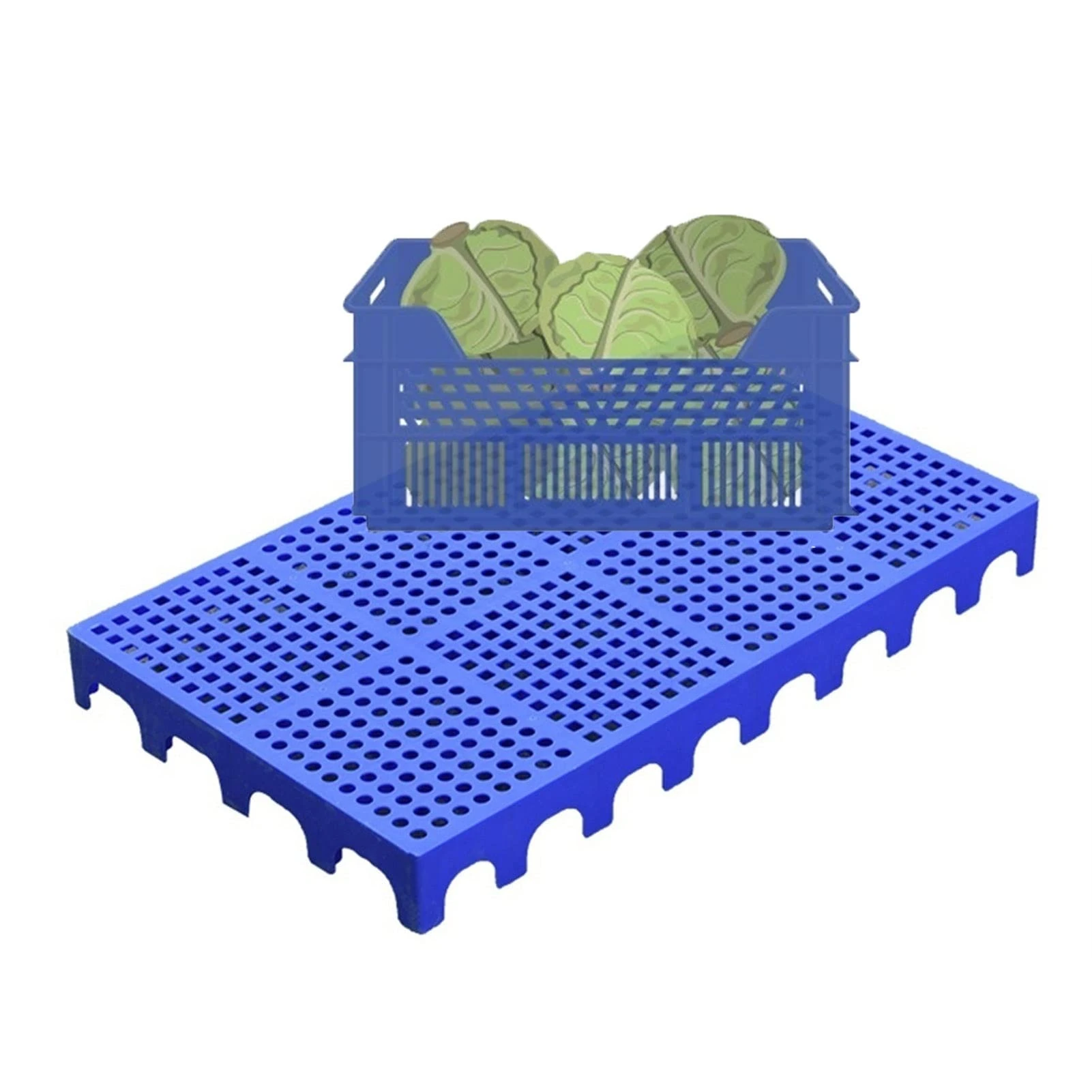 HJLKDYM Plastic Pallets, Safety Sturdy Wear Resistant Storage Pad, Waterproof Lightweight Pallet For Pool Patio Balcony, 10cm High, Easy To Stack (Color : Blue-5pack, Size : 100x60x10cm)