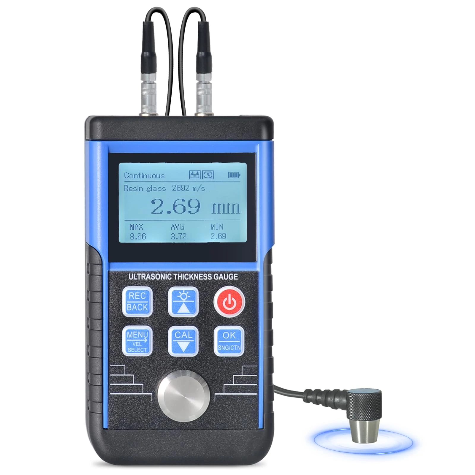 Ultrasonic Thickness Gauge, Colour Depth Coating Thickness Gauge 130S, Paint Thickness Gauge for Car, Backlight LCD Display, 0.032-19.69Inches