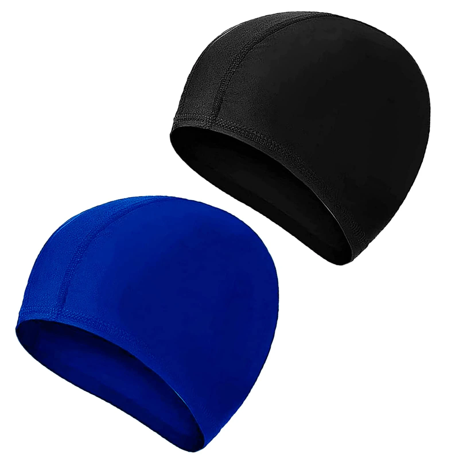 2 Pcs Swimming Caps for Kids Girls Boys and Adult Teenager,Comfortable Light Swimming Caps,Super Stretch No Pull Hair Swim Hats for Long and Short Hair (Black/Royal blue)