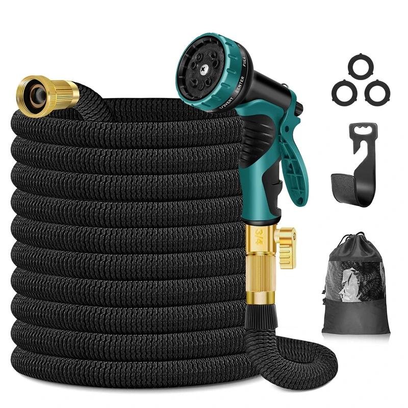 HOHAOO 50FT Expandable Garden Hose with 10 Mode Spray Gun