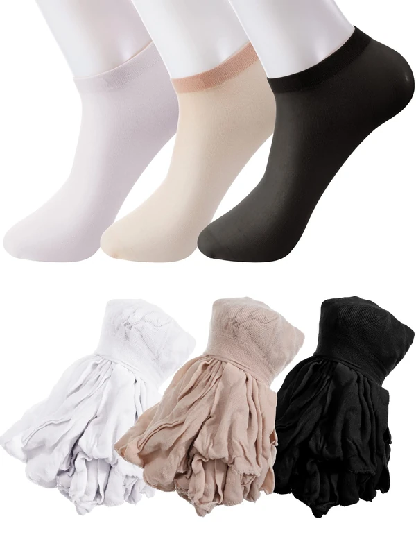 Sintege 600 Pieces Disposable Foot Socks for Trying on Boots Shoes, Ankle High Nylon Footies for Women, Disposable Non Slip Socks for Guest, Black, White, Beige, Multicolor, One size - Image 1