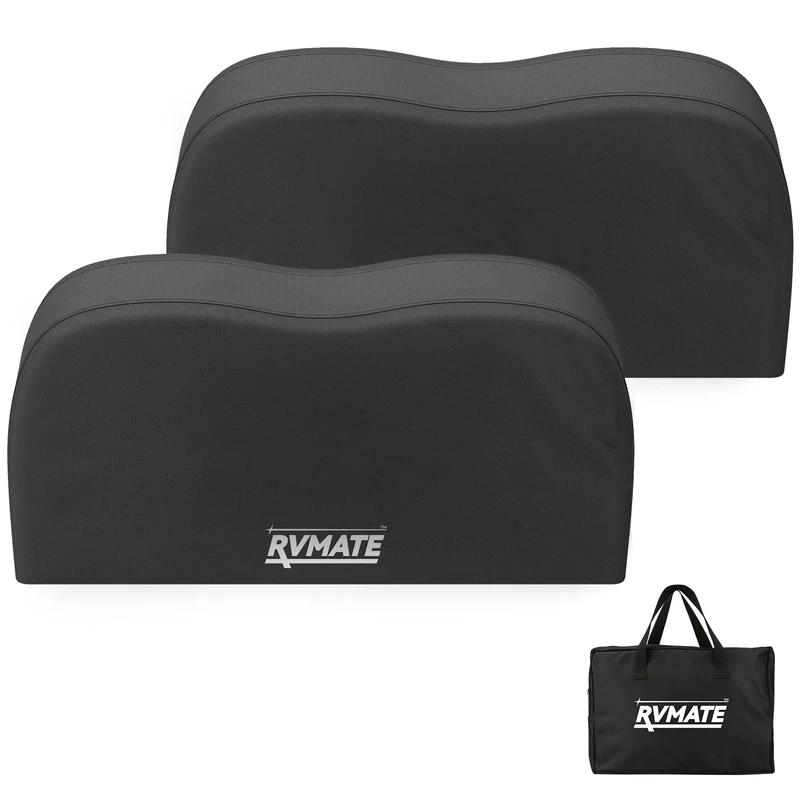 RVMATE RV Tire Covers, Dual Axle Wheel Cover (2 Pack) Fits 30"-33" Diameter Tires, Waterproof Anti-UV 600D Oxford Black Dual Tire Covers RV Accessories for RV/Truck/Trailer