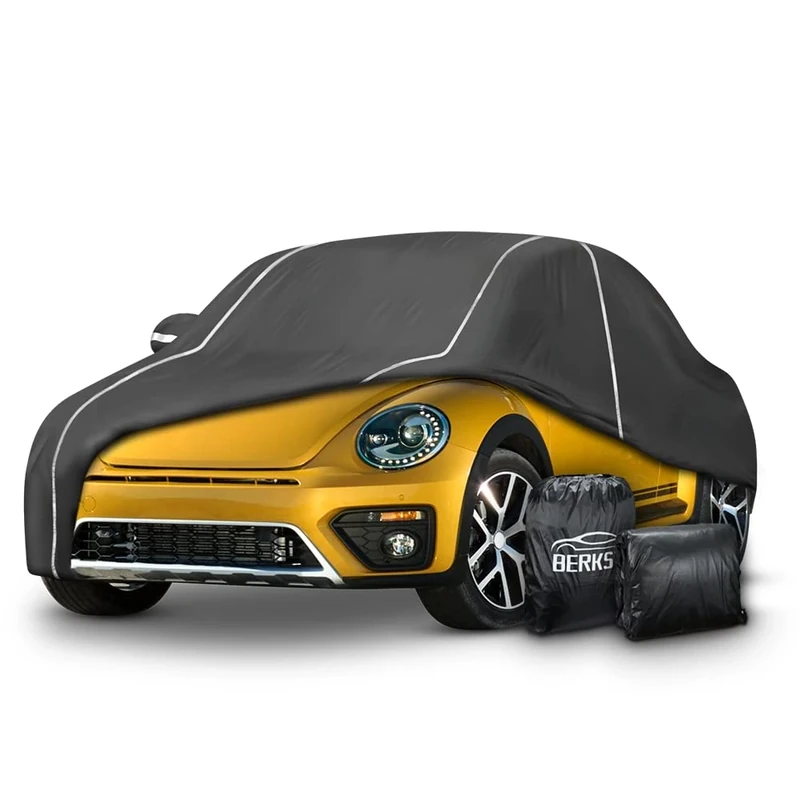 Waterproof Car Cover for Fit Volkswagen New Beetle 1998-2024 All Weather 6 Layers Full Car Cover with Storage Bag
