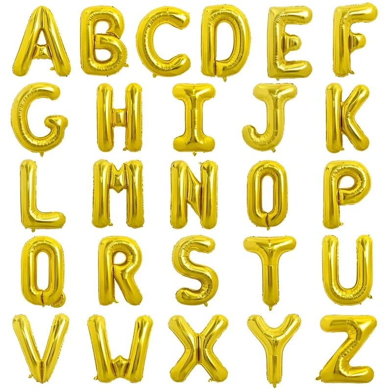 TONIFUL 16 Inch Gold Letter Balloons - 52 Piece Alphabet Set