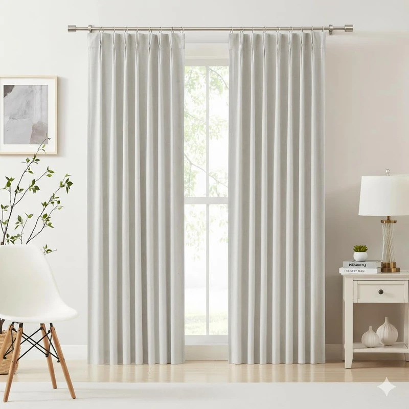 Kayne Studio Nature Blended Linen Pinch Pleat Blackout Curtains 84 inch Long for Living Room Bedroom,Thermal Insulated Window Treatments Pleated Drapes for Track with 9 Hooks,40"x84",Beige,1 Panel