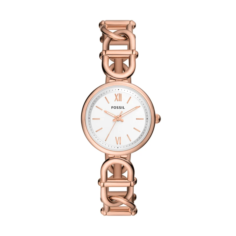 FOSSIL Carlie Watch for Women, Rose Gold Tone Quartz Three Hand Movement with Stainless Steel Strap