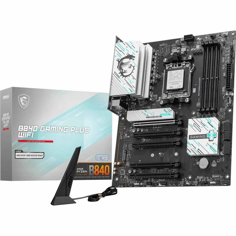 MSI B840 GAMING PLUS WIFI Motherboard, ATX - Supports AMD Ryzen 9000/8000 / 7000 Processors, AM5 - DDR5 Memory Boost 8000+ MT/s (OC), PCIe 4.0 x16, M.2 Gen4, Wi-Fi 7, 2.5G LAN
