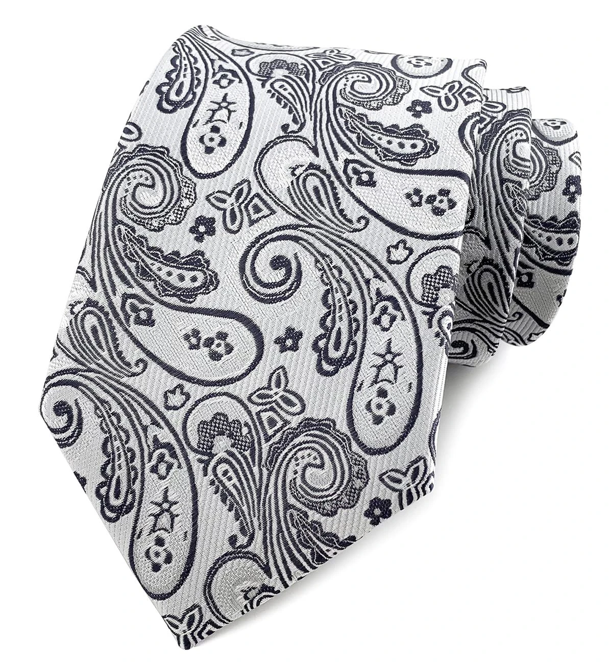marysgift Mens Ties Silk Grey Tie for Wedding Groom Groomsmen Men's Funeral Wedding Paisley Tie for Men (Y83 Grey Paisley, 58)