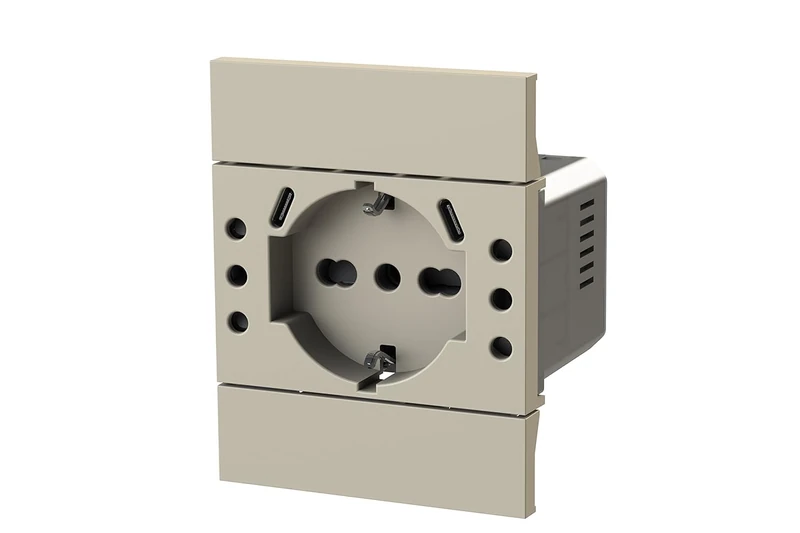 4Box - USB recessed Socket P503 Compatible with Bticino® LivingNow™ Sand - Image 1