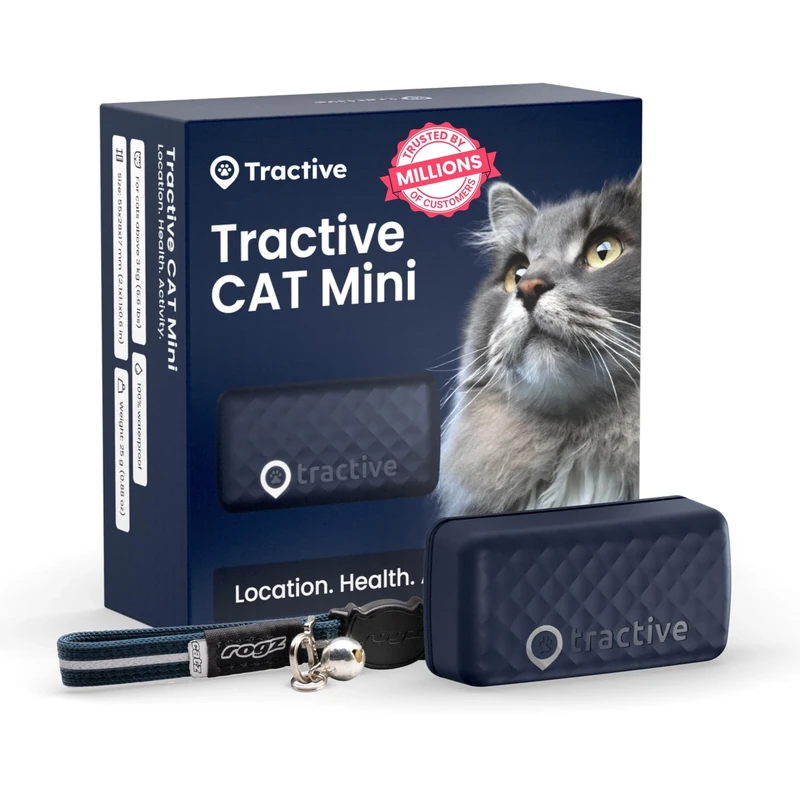 Tractive Smart Cat Tracker Mini | #1 Cat GPS | Real-Time Location Tracking | Territory & Location History | Safety Collar included (Dark Blue) - Image 1
