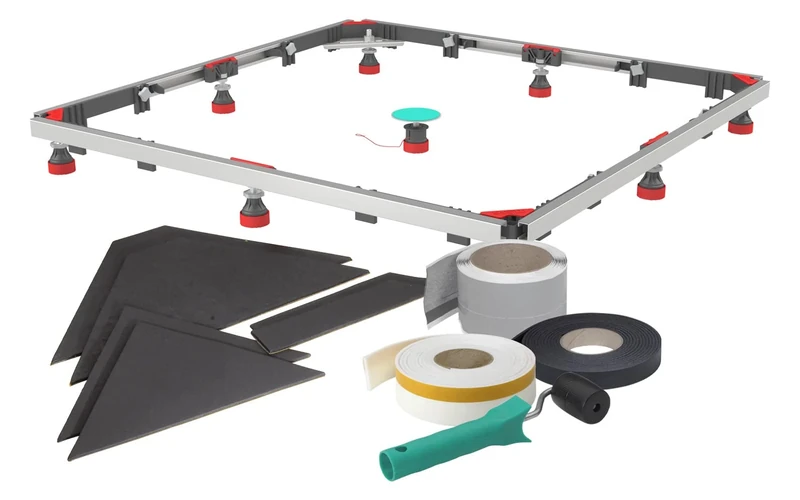 MEPA Shower Tray Set Mounting Frame SF RE 3S+ Universal - Set for Soundproofing Installation of Extra and Super Flat Rectangular Shower Trays Made of Steel, Acrylic, Mineral Cast - 182123