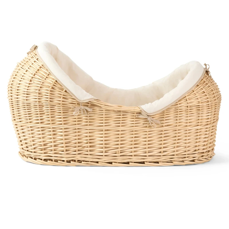 Clair de Lune Organic Natural Noah Pod, Comes with Organic Dressing, Natural Bamboo Mattress and Soft Moses Sheet 75 x 28 cm (Cream)