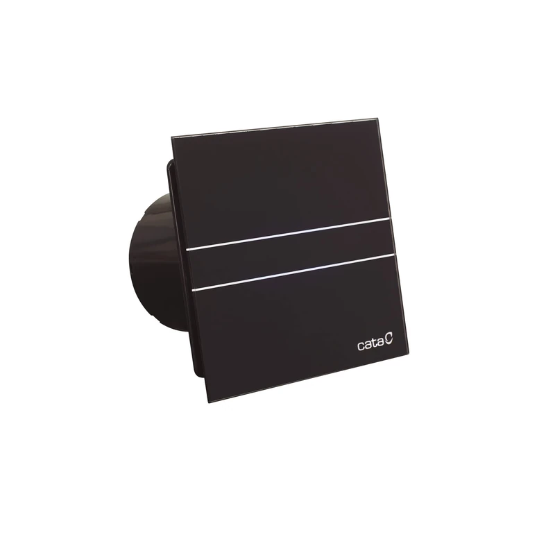 CATA E-100 BK - Bathroom Extractor Fan - E Series Methacrylate Timer - Black Glass Faceplate - Timer - Energy Class B - Silent Bathroom Extractor - 15cm Wide - Image 1