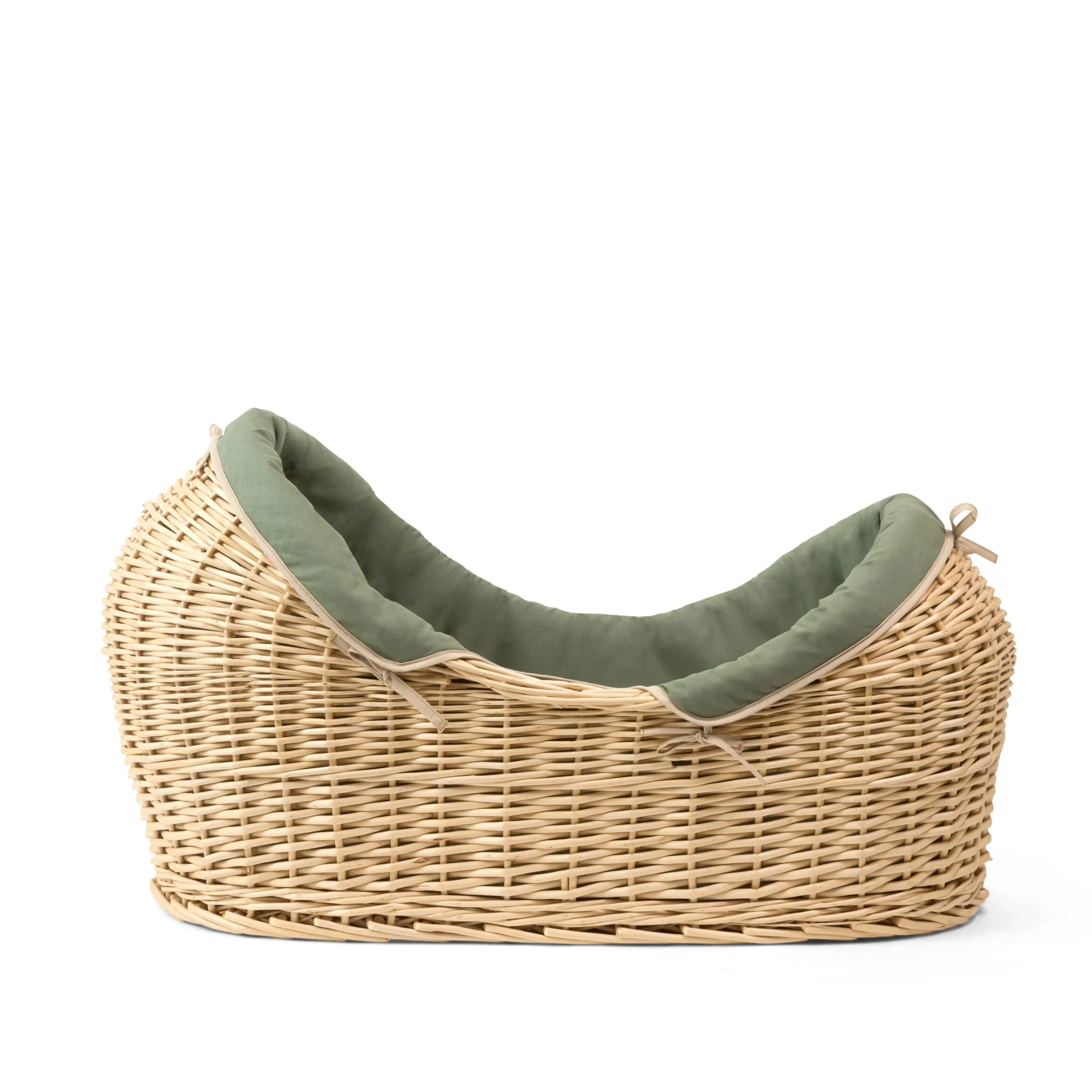 Clair de Lune Organic Natural Noah Pod, Comes with Organic Dressing, Natural Bamboo Mattress and Soft Moses Sheet 75 x 28 cm (Forest Green)