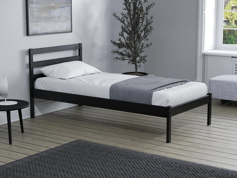 Birlea Black Single Bed Frame 3FT Bedstead Luka Solid Pine Traditional Design