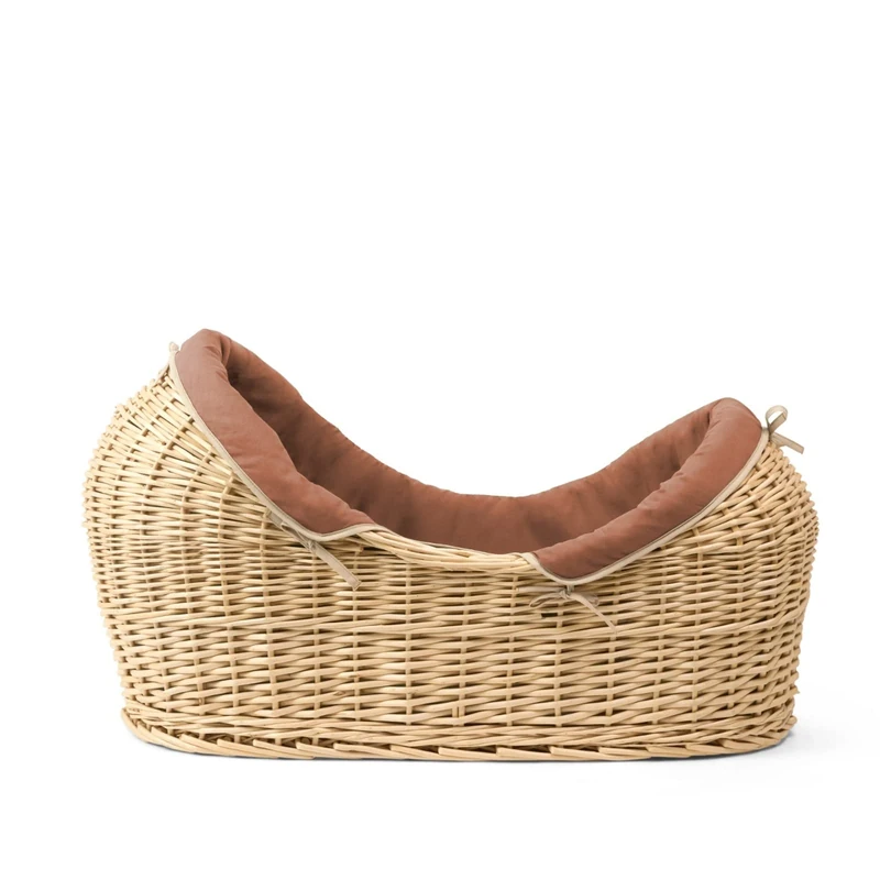 Clair de Lune Organic Natural Noah Pod, Comes with Organic Dressing, Natural Bamboo Mattress and Soft Moses Sheet 75 x 28 cm (Rust Orange)