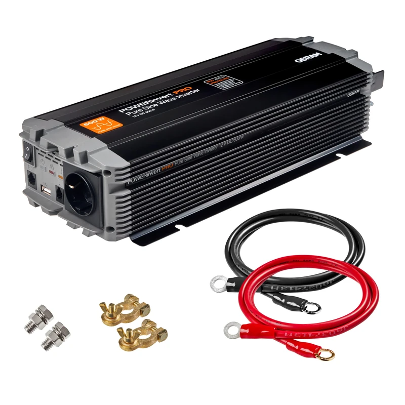 OSRAM POWERinvert PRO Pure Sine Wave Inverter 12V DC 600W RCD, OEINVPAR6, for Off-Grid Power Needs