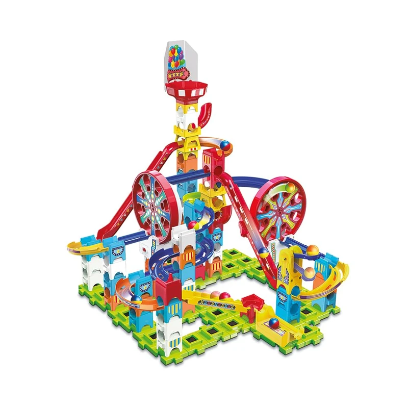 VTech Marble Rush Adventure Park Challenge, Construction Toys for Kids with 10 Marbles and 96 Building Pieces, Electronic Marble Run, Colour-Coded Building Toy, 4 Years + - Image 1