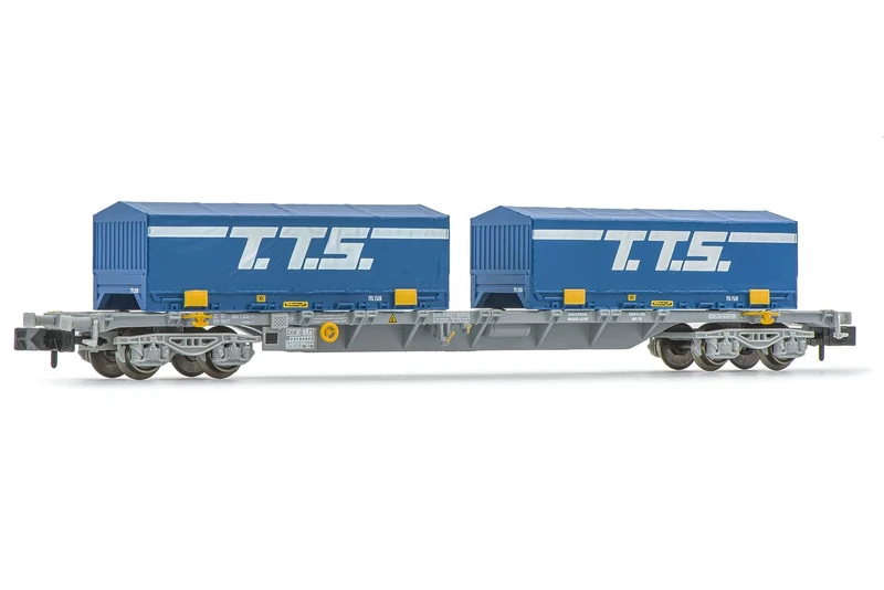 Arnold - SNCF, 4-axle 60' container wagon Novatrans Sgss, grey, with 2 x 22' container T.T.S., ep. V