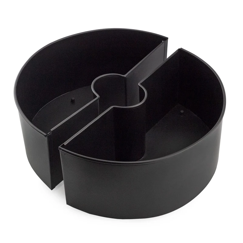 AuldHome Umbrella Planter for Patio Table with Umbrella Hole (Black), Enamelware Half-Circle Planter Pots