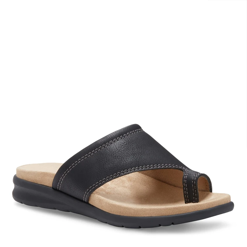 Eastland Women's Dallas Flat Sandal, Black, 7 UK