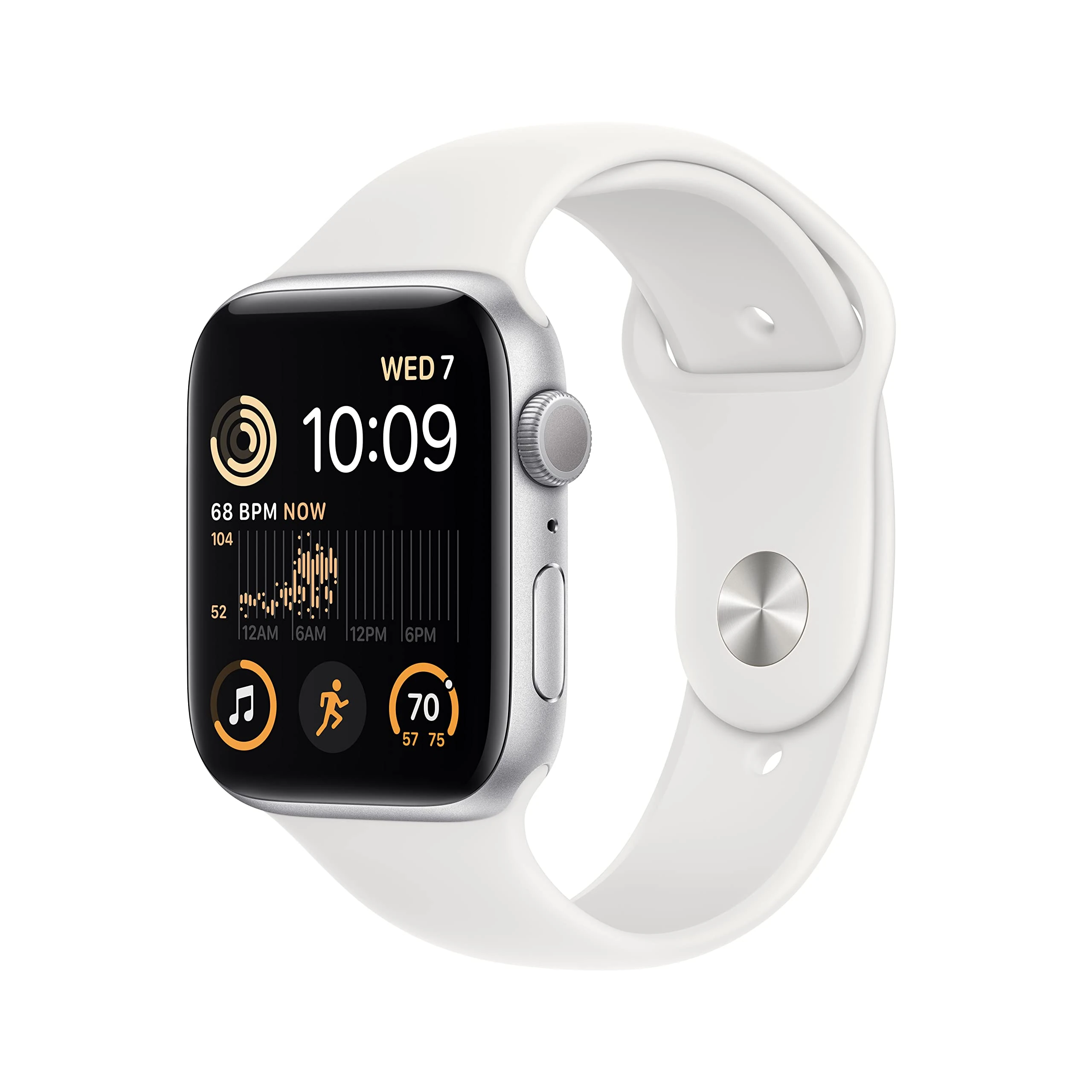 Apple Watch SE (2nd Gen) (GPS, 44mm) - Silver Aluminium Case with White Sport Band, Regular (Renewed)
