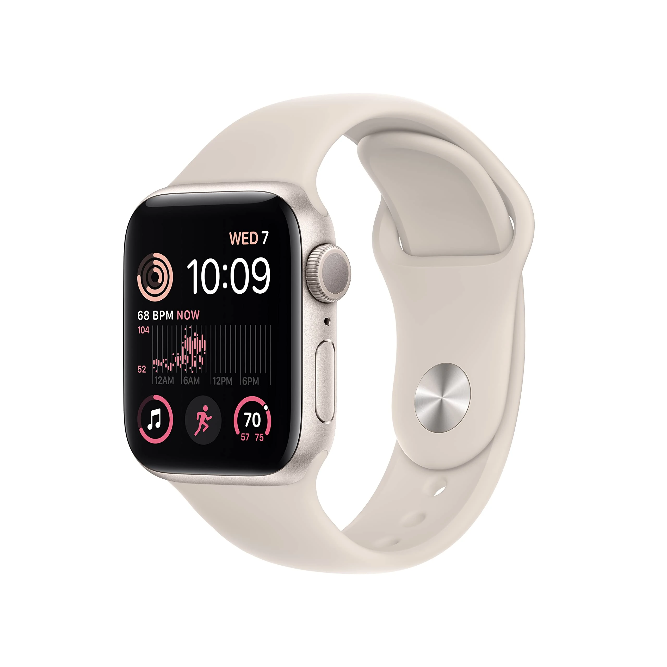 Apple Watch SE (2nd Gen) (GPS, 40mm) - Starlight Aluminium Case with Starlight Sport Band, Regular (Renewed)