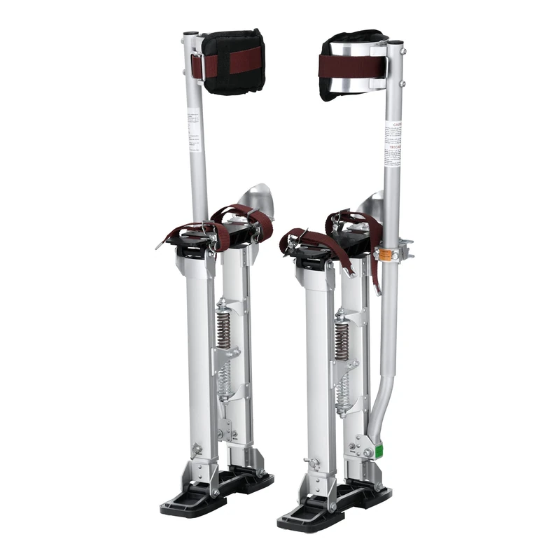 VEVOR Drywall Stilts, 18''-30'' Adjustable Aluminum Tool Stilts with Protective Knee Pads, Durable and Non-slip Work Stilts for Sheetrock Painting, Walking, Taping, Silver - Image 1