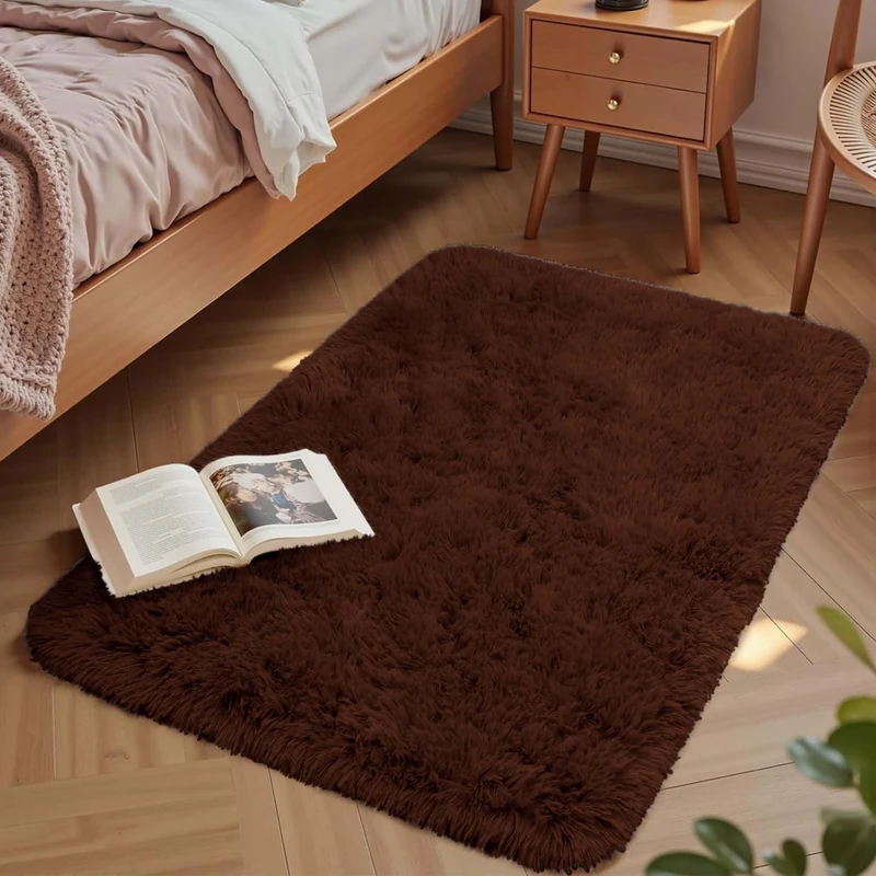 Aspire Homeware Brown Area Rug 50x80cm - Soft Shaggy, Anti Slip