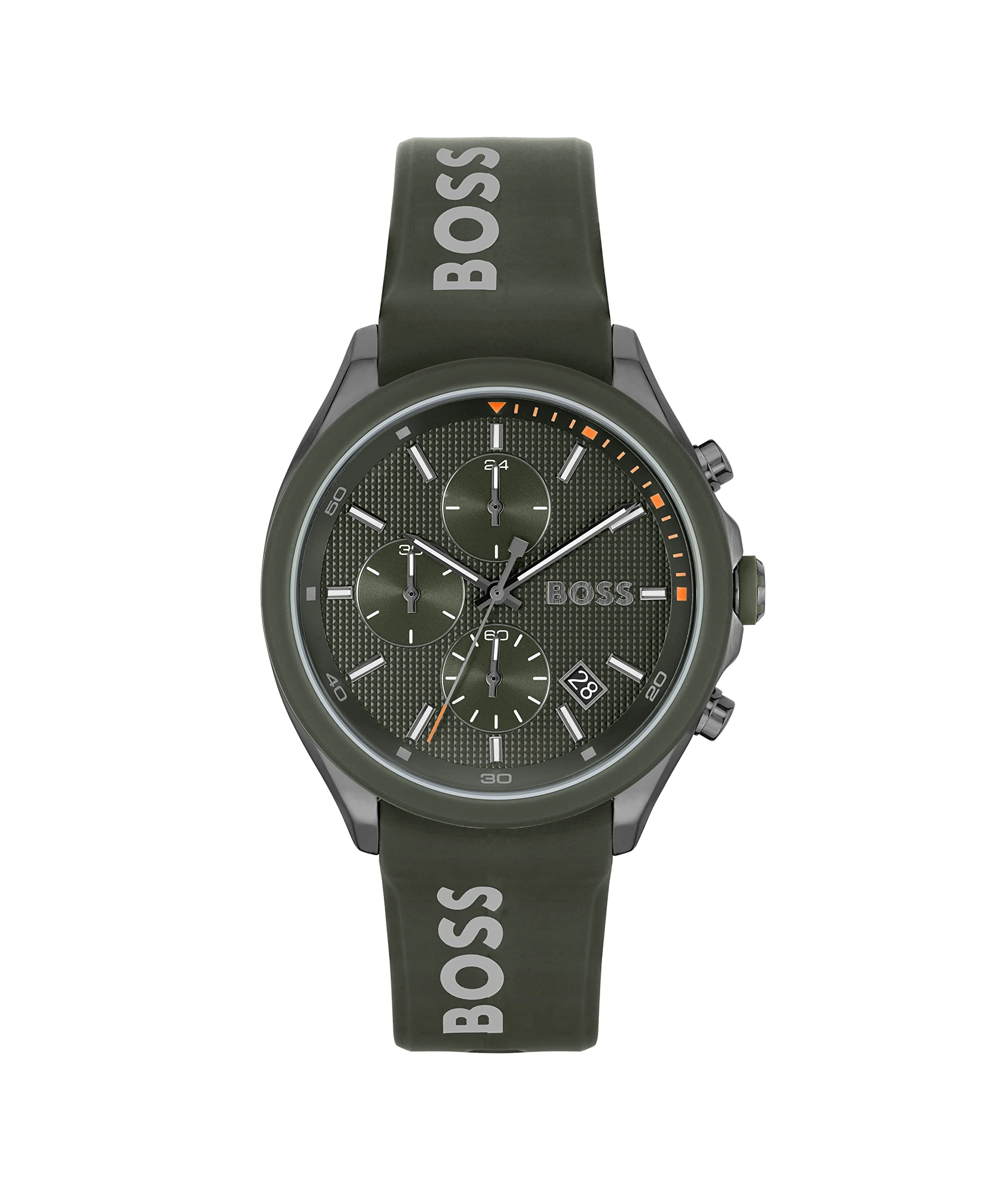 BOSS Chronograph Quartz Watch for Men Velocity Collection with Olive Green Silicone Bracelet - 1514060
