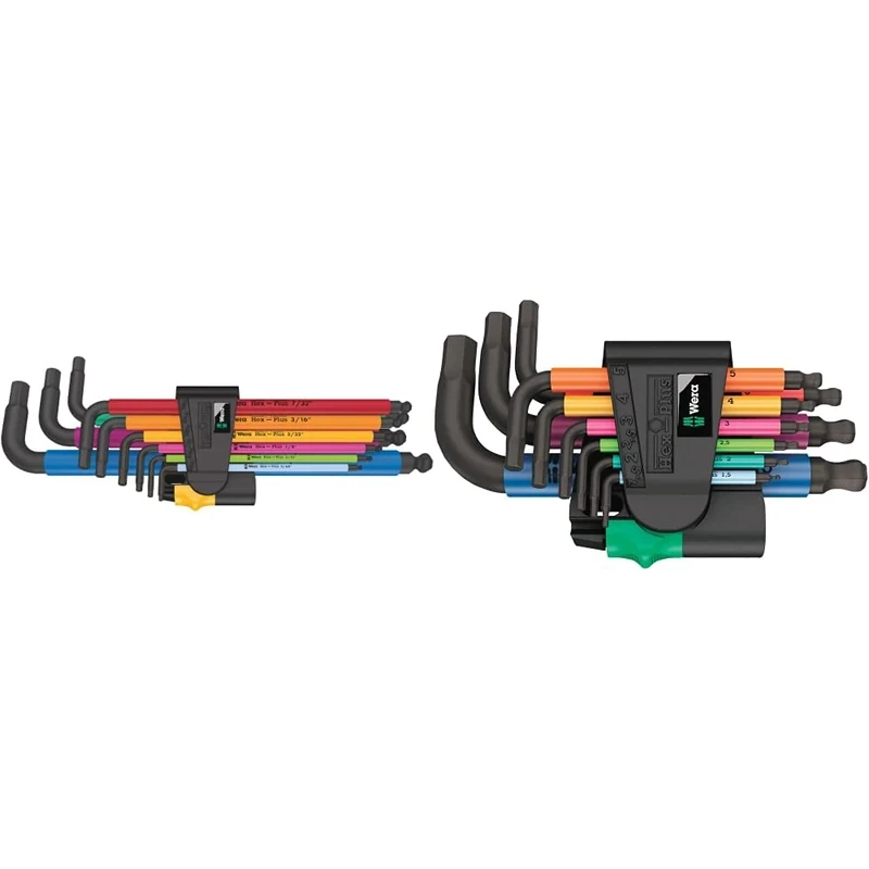 Wera 05022640001 950/9 Hex-Plus Multicolour Imperial 2, 9-teilig & 05133164001 950/9 Hex-Plus Multicolour 2 L-Key Set