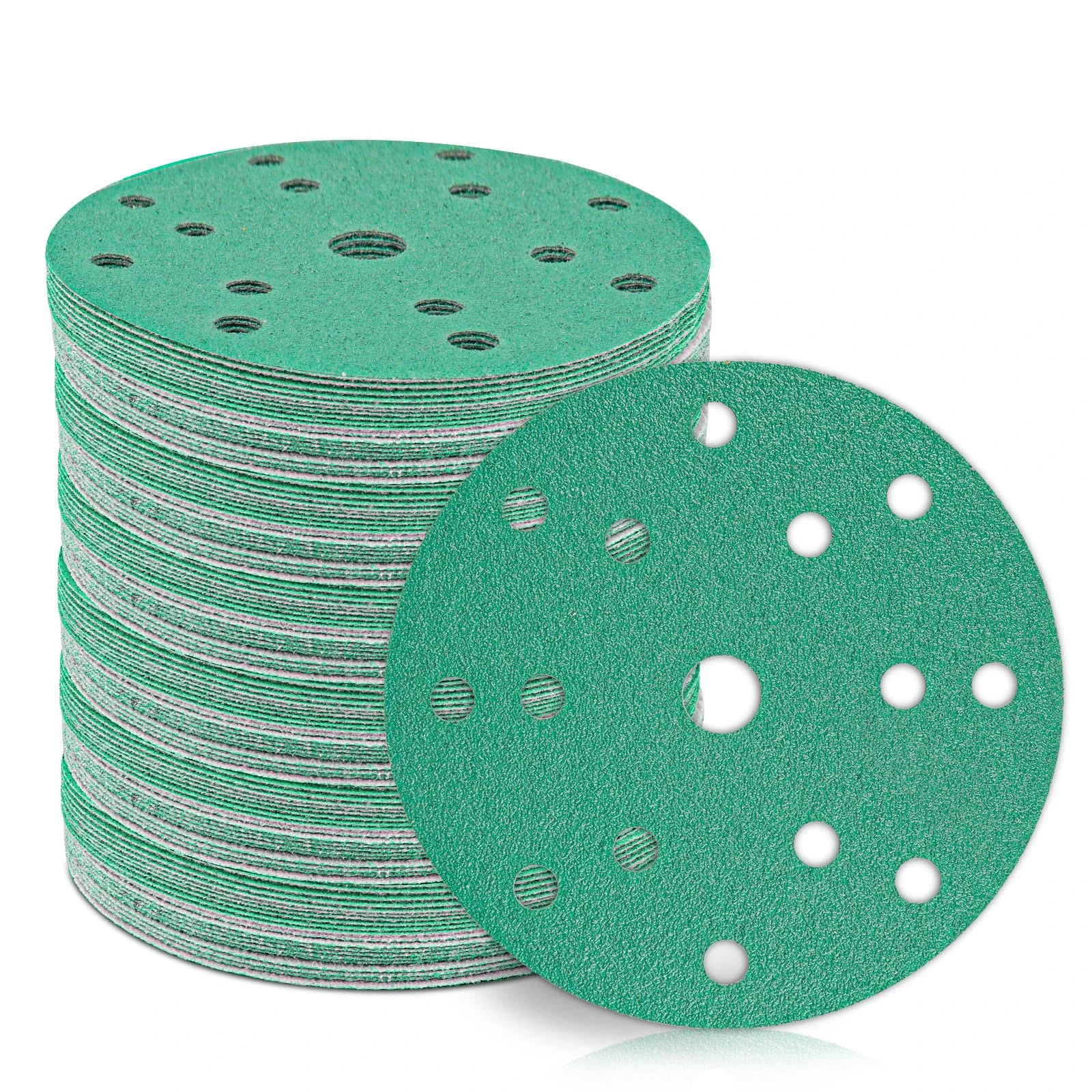 STEBRUAM 50pcs 150mm Sanding Discs,Heavy Duty Hook and Loop Discs 15 Hole Sander for Random Orbital Sander Pads All Oscillating Tools