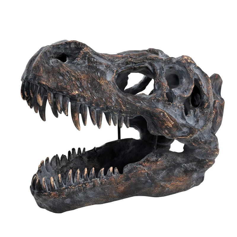 HEINBOW T-rex Skull Wall-mounted Dinosaur Head Trophy Faux Taxidermy Wall Statue Fossil Figurine Wall Decor Tyrannosaurus Rex Skull Sculpture 15.5''Long