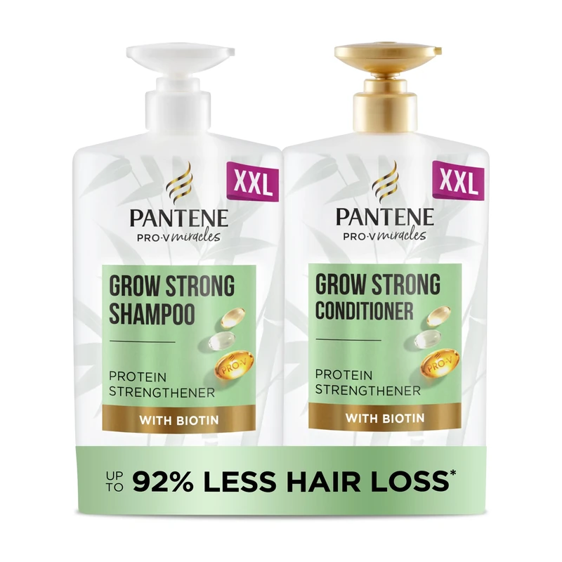 Pantene Grow Strong Shampoo and Conditioner Set, 2x 1L with Biotin