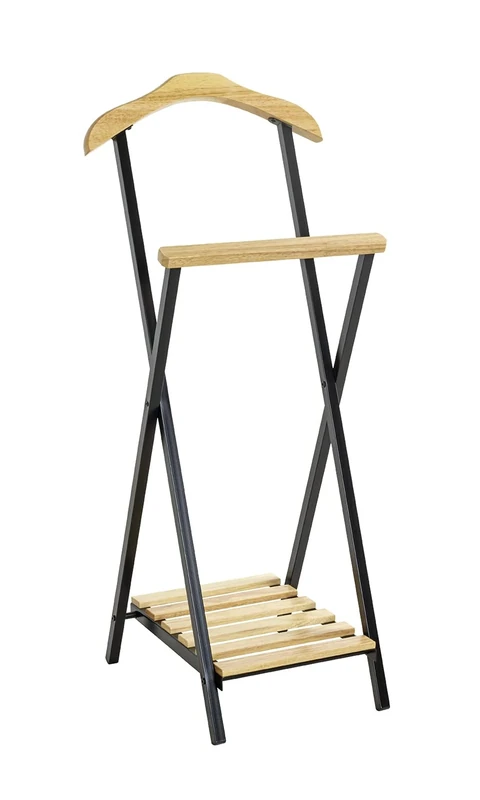 HAKU Möbel Men'S Valet Nature, Black, Solid Wood, Metal - Size: W 45 cm X H 110 cm X D 45 cm, Style: Traditional