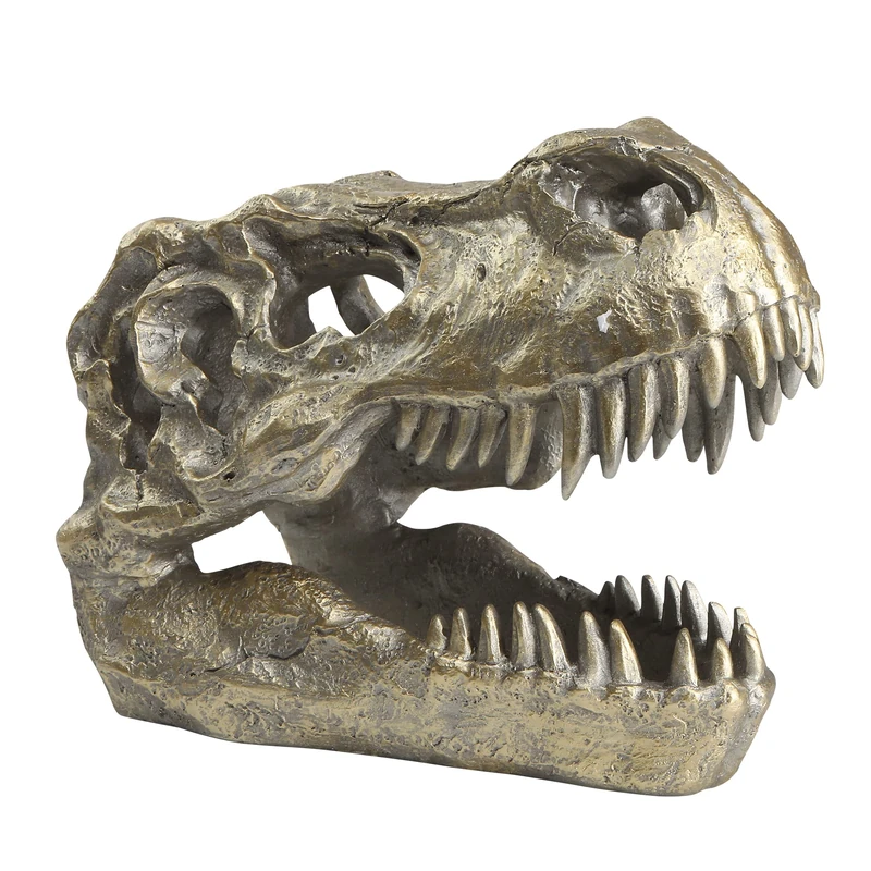HEINBOW T-rex Skull Dinosaur Head Trophy Faux Taxidermy Statue Tyrannosaurus Rex Head Skull Sculpture Fossil Figurine Home Desktop Man Cave Decor 7.6''Long
