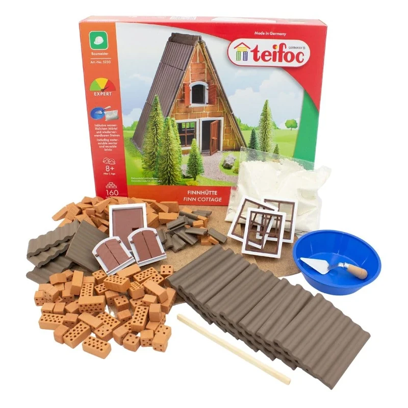 Teifoc 5230 Brick Building Kit - Fin Hut, 160 Components, Creative Construction Set Made of Natural Materials, DIY Construction Kit, Construction Toy for Children from 8 Years and Adults