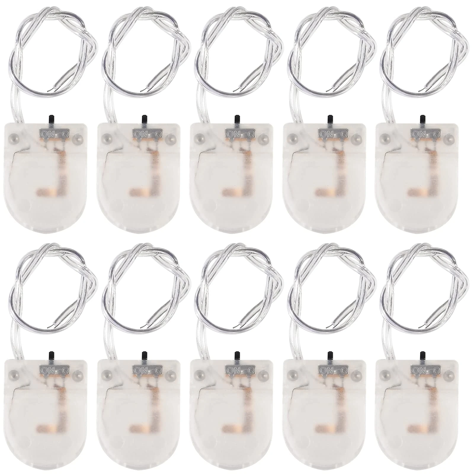 AEDIKO 10pcs CR2032 Battery Holder 1x 3V Coin Cell Battery Socket Holder Case Box with Wire Lead ON-OFF Switch (Transparent)