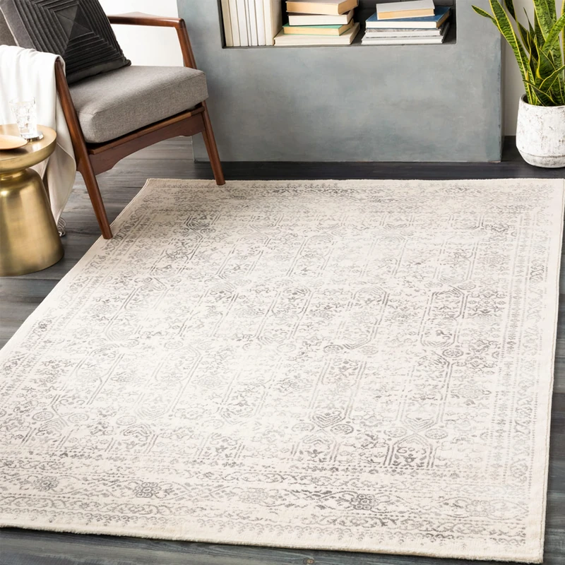 Livabliss Marrakech Vintage Rug - Area Rugs for Living Room 120x170 cm, Bedroom - Scandi Neutral Rugs, Traditional Patterned Boho Style, Natural Easy Care Pile - Large Rug, Neutral Grey and Cream