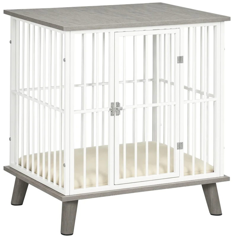 PawHut Dog Crate Furniture, Indoor Dog Kennel Side End Table, 64.5x48x70.5 cm