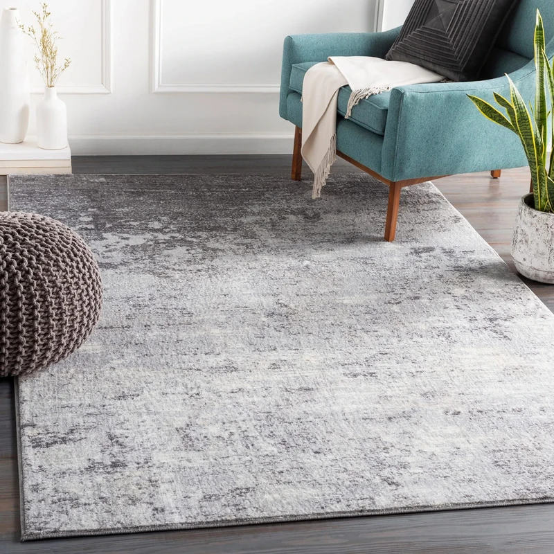 Livabliss Bangkok Abstract Area Rug, Modern Marble Design, Grey White Charcoal, 120x170 cm, Medium Pile