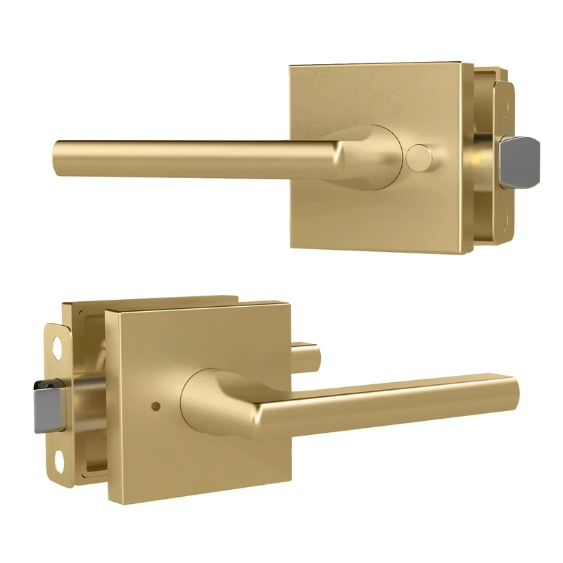 Mega Handles Privacy I Lever Door Handle Set for Hallway, Closet and Bathroom I Reversible Design I Fits All Standard Door Sizes I Screws Included - Satin Brass (1 Pack) with Covered Screws, 5"