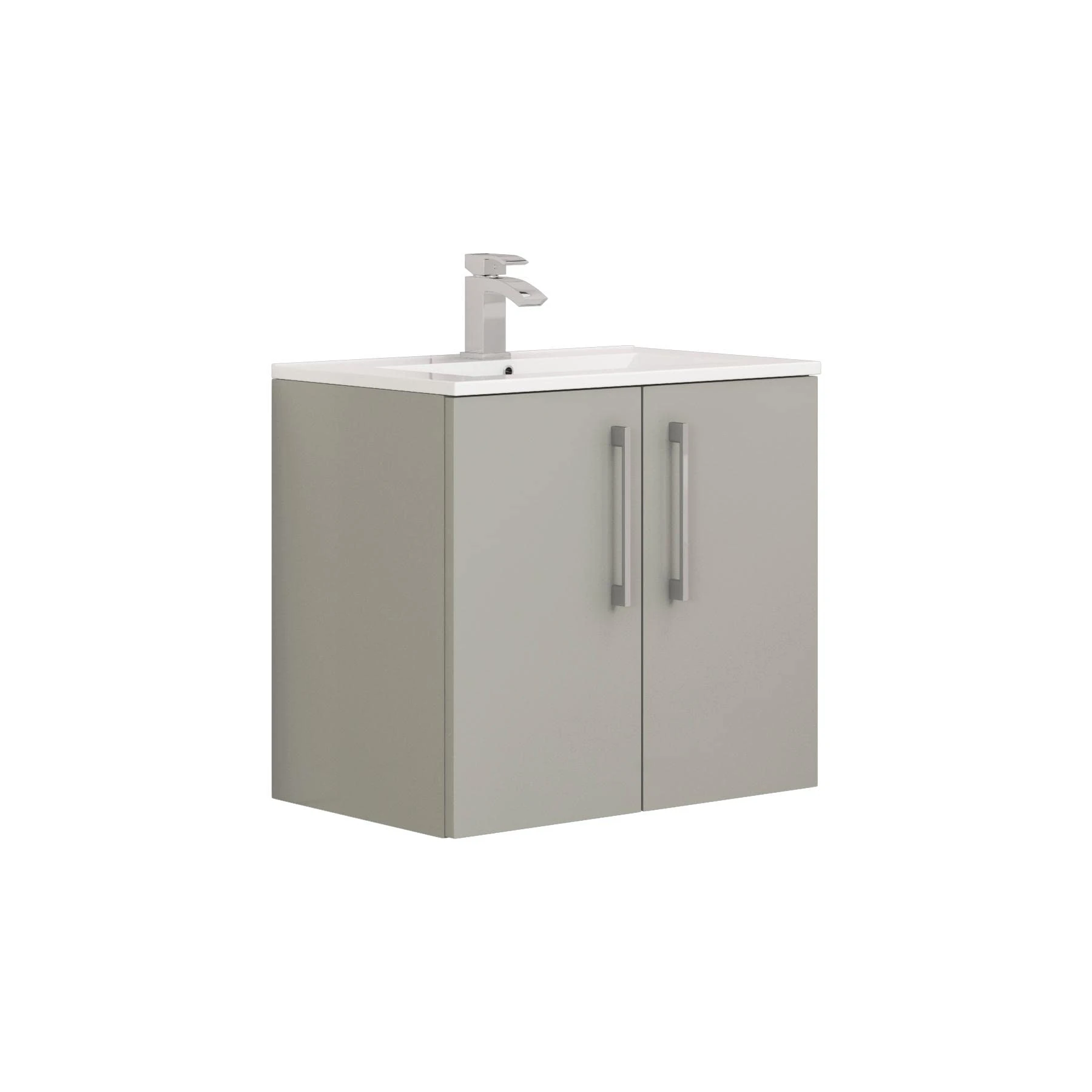 Royal Bathrooms Modena 800mm Satin Grey Wall Mount Vanity Unit 2 Door Cabinet - Minimalist Basin Sink
