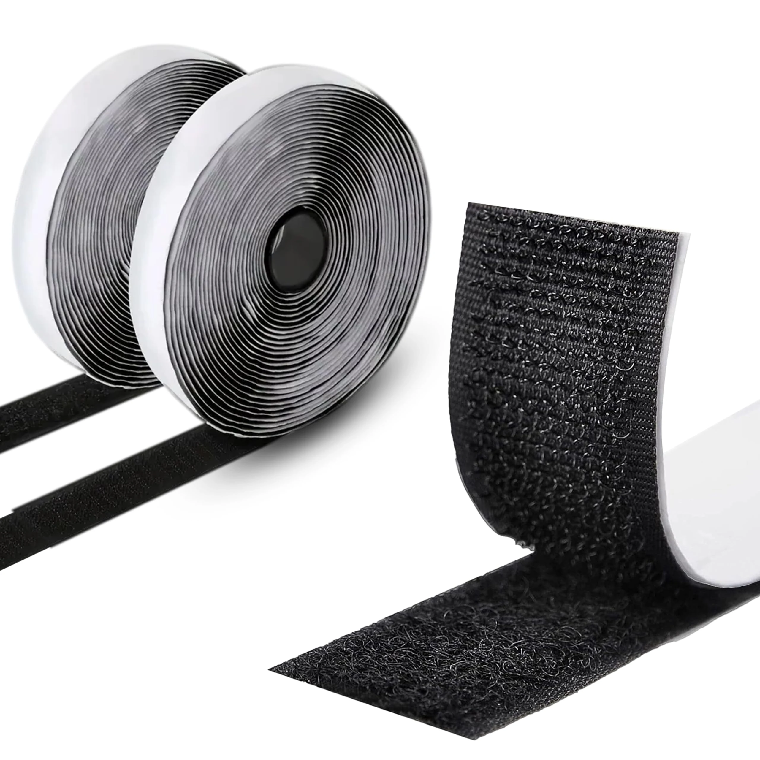 ARMIZ Hook and Loop Tape Self Adhesive, Extra Strong, 8 m Sticky Back Fastening Tape, 20 mm Wide, Double-Sided Strip Tape (Black)