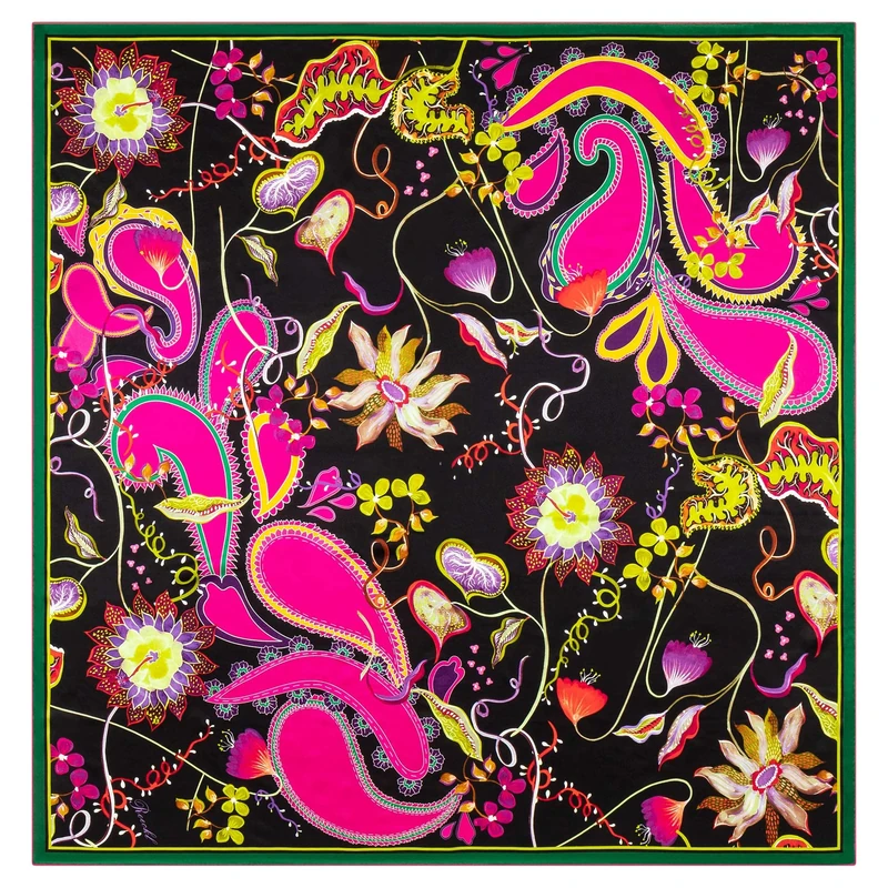 Roeckl Women's Virtual Paisley 130 x 130 cm Cloth, Black Multi, One Size