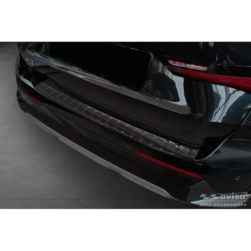 Avisa Black Stainless Steel Rear bumper protector compatible with BMW X1 U11 / U11 xLine 2022- 'Ribs'