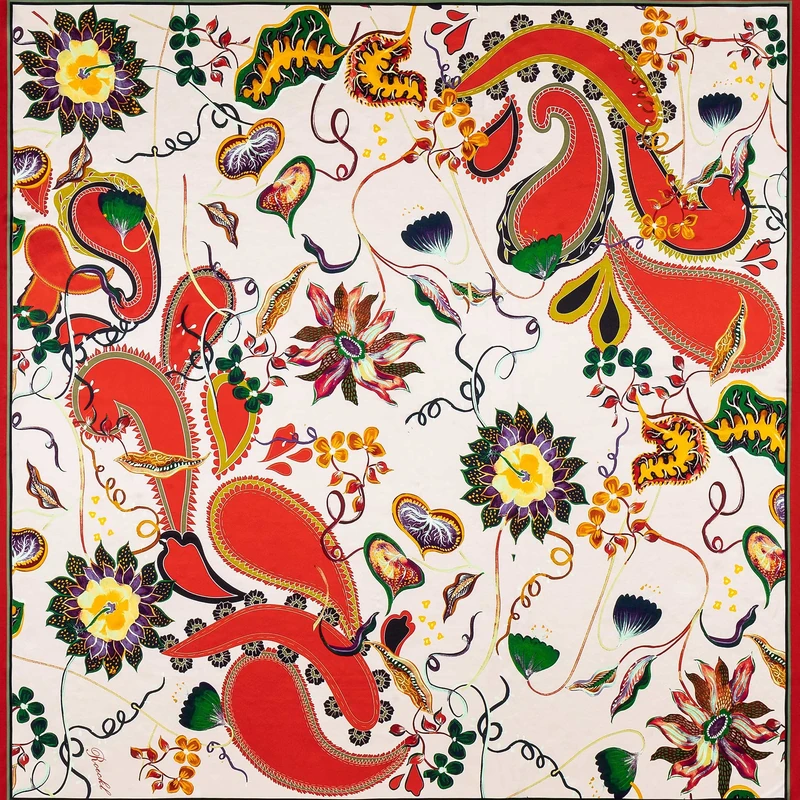 Roeckl Women's Virtual Paisley 130 x 130 cm Cloth, red, One Size