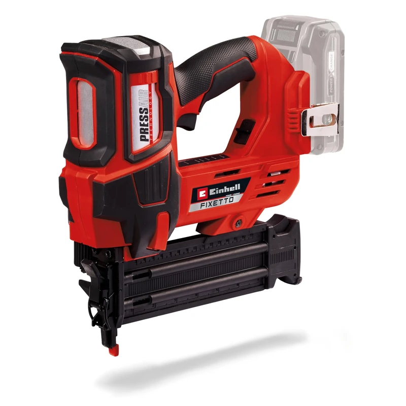 Einhell Power X-Change Cordless Nail Gun - 18V Single and Serial Shot Electric Nailer, 60 Shots/Min, Depth Adjustment TE-CN 18 Li Solo with 500 Nails (Battery Not Included), Red & Black (4257795)